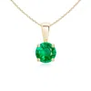 Angara Classic Round Emerald Solitaire Pendant In Yellow Gold/rich Medium Green