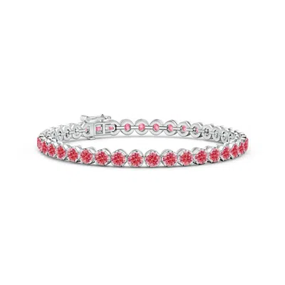 Angara Classic Round Fancy Intense Pink Diamond Tennis Bracelet