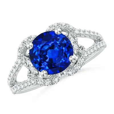 Angara Classic Round Lab-grown Blue Sapphire Couture Engagement Ring In Metallic