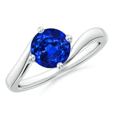 Angara Classic Round Lab-grown Blue Sapphire Solitaire Bypass Engagement Ring In Metallic