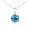 Angara Classic Round Lab-grown Fancy Intense Blue Diamond Solitaire Pendant In White Gold/fancy Intense