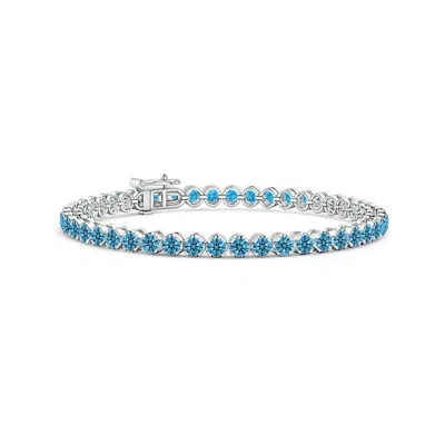 Angara Classic Round Lab-grown Fancy Intense Blue Diamond Tennis Bracelet