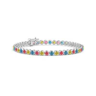 Angara Classic Round Lab-grown Fancy Intense Multi-color Diamond Tennis Bracelet