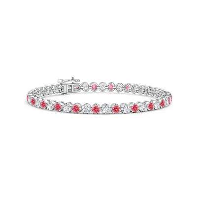 Angara Classic Round Lab-grown Fancy Intense Pink And White Diamond Tennis Bracelet