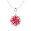Angara Classic Round Lab-grown Fancy Intense Pink Diamond Solitaire Pendant In White Gold/fancy Intense