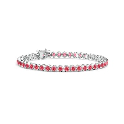 Angara Classic Round Lab-grown Fancy Intense Pink Diamond Tennis Bracelet