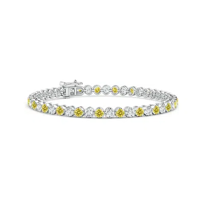 Angara Classic Round Lab-grown Fancy Intense Yellow And White Diamond Tennis Bracelet