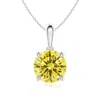 Angara Classic Round Lab-grown Fancy Intense Yellow Diamond Solitaire Pendant In White Gold/fancy Intense