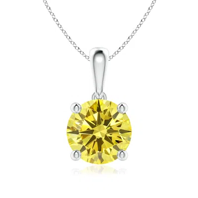 Angara Classic Round Lab-grown Fancy Intense Yellow Diamond Solitaire Pendant