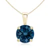 Angara Classic Round London Blue Topaz Solitaire Pendant In Yellow Gold/deep Greenish Blue