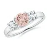 Angara Classic Round Morganite Three Stone Ring In White Gold/peach