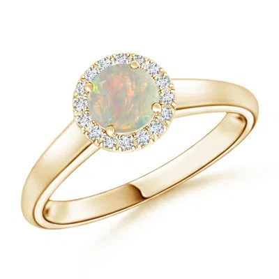 Angara Classic Round Opal And Diamond Halo Ring In Gold