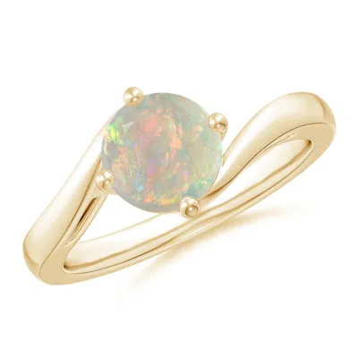 Angara Classic Round Opal Solitaire Bypass Ring In Gold