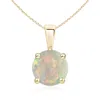 Angara Classic Round Opal Solitaire Pendant In Yellow Gold/milky With High Play Of Colour