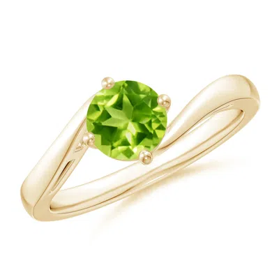 Angara Classic Round Peridot Solitaire Bypass Ring In Gold
