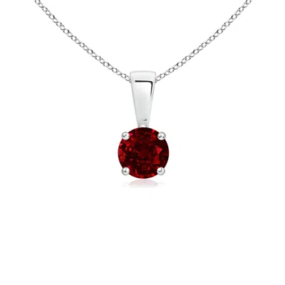 Angara Classic Round Ruby Solitaire Pendant In White