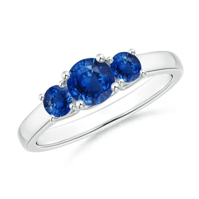Angara Classic Round Sapphire Three Stone Ring In Metallic