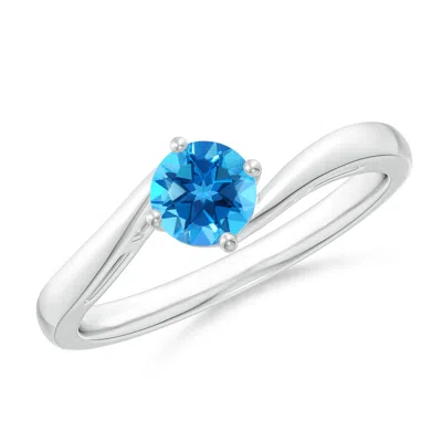 Angara Classic Round Swiss Blue Topaz Solitaire Bypass Ring In Metallic