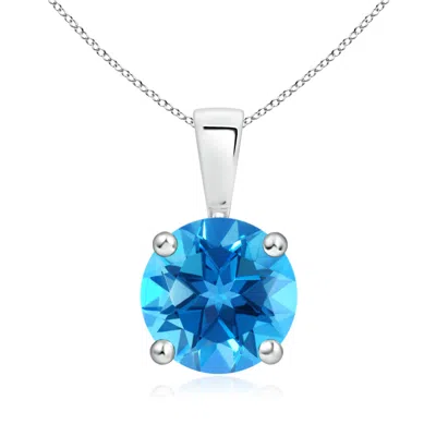 Angara Classic Round Swiss Blue Topaz Solitaire Pendant