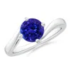 Angara Classic Round Tanzanite Solitaire Bypass Ring In White Gold/deep Rich Violet Blue