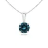 Angara Classic Round Teal Montana Sapphire Solitaire Pendant In White Gold/medium Greenish Blue