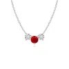 Angara Classic Ruby And Diamond Necklace In White Gold/medium Red