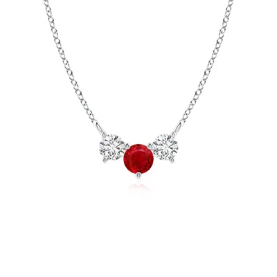 Angara Classic Ruby And Diamond Necklace In Metallic