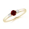Angara Classic Ruby And Diamond Three Stone Engagement Ring In Yellow Gold/deep Rich Red