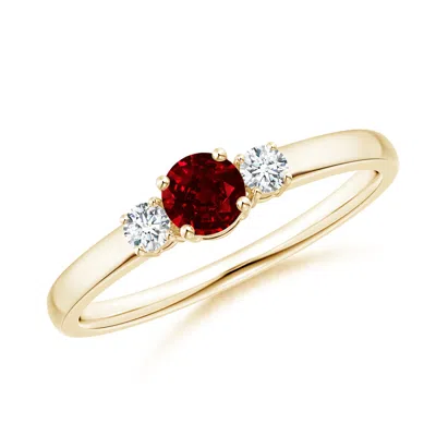 Angara Classic Ruby And Diamond Three Stone Engagement Ring In Gold