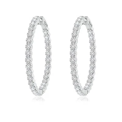 Angara Classic Shared Prong Diamond Inside Out Hoop Earrings In Metallic