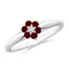 Angara Classic Six Petal Ruby And Diamond Flower Ring In White Gold/deep Rich Red