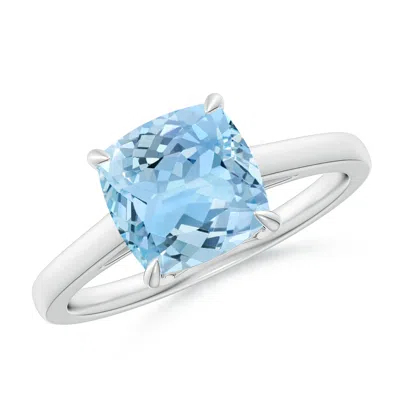 Angara Classic Solitaire Cushion Aquamarine Cocktail Ring In Metallic