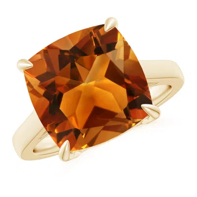 Angara Classic Solitaire Cushion Citrine Cocktail Ring In Gold