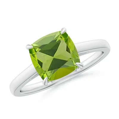 Angara Classic Solitaire Cushion Peridot Cocktail Ring In Green