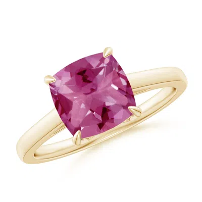 Angara Classic Solitaire Cushion Pink Tourmaline Cocktail Ring