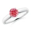 Angara Classic Solitaire Fancy Intense Pink Diamond Rounded Cathedral Engagement Ring