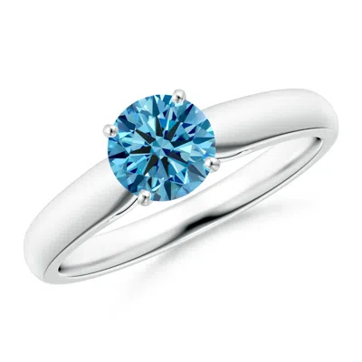 Angara Classic Solitaire Lab-grown Fancy Intense Blue Diamond Rounded Cathedral Engagement Ring In Metallic