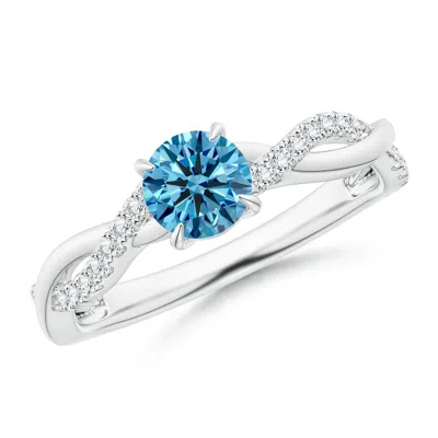 Angara Classic Solitaire Lab-grown Fancy Intense Blue Diamond Twist Shank Engagement Ring In Metallic