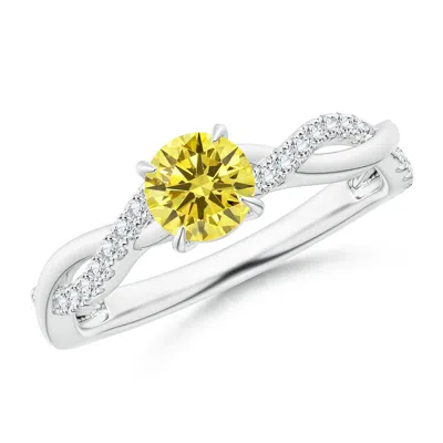 Angara Classic Solitaire Lab-grown Fancy Intense Yellow Diamond Twist Shank Engagement Ring In Metallic