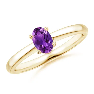 Angara Classic Solitaire Oval Amethyst Promise Ring In Gold
