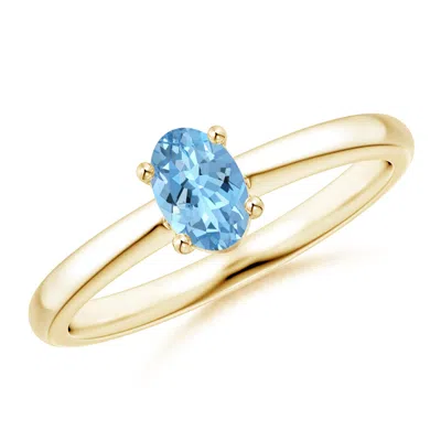 Angara Classic Solitaire Oval Aquamarine Promise Ring In Gold