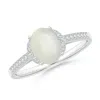 Angara Classic Solitaire Oval Moonstone And Diamond Collar Ring In White Gold/white