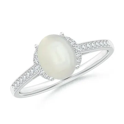 Angara Classic Solitaire Oval Moonstone And Diamond Collar Ring In Burgundy