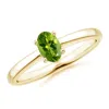 Angara Classic Solitaire Oval Peridot Promise Ring In Yellow Gold/green