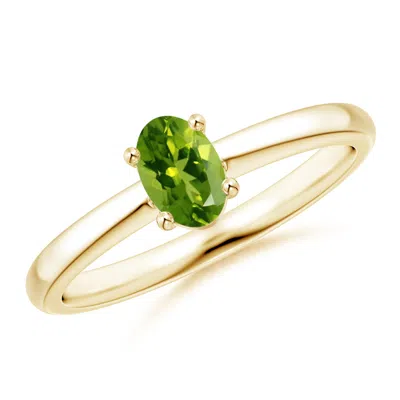 Angara Classic Solitaire Oval Peridot Promise Ring In Gold
