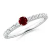 Angara Classic Solitaire Ruby Promise Ring With Pave Diamonds In White Gold/deep Rich Red