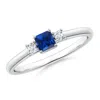 Angara Classic Square Blue Sapphire And Diamond Three Stone Ring In White Gold/deep Rich Blue