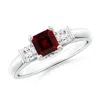 Angara Classic Square Garnet And Diamond Engagement Ring In White Gold/medium Red
