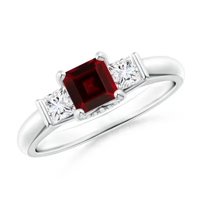 Angara Classic Square Garnet And Diamond Engagement Ring In Metallic