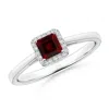 Angara Classic Square Garnet Halo Ring In White Gold/medium Red